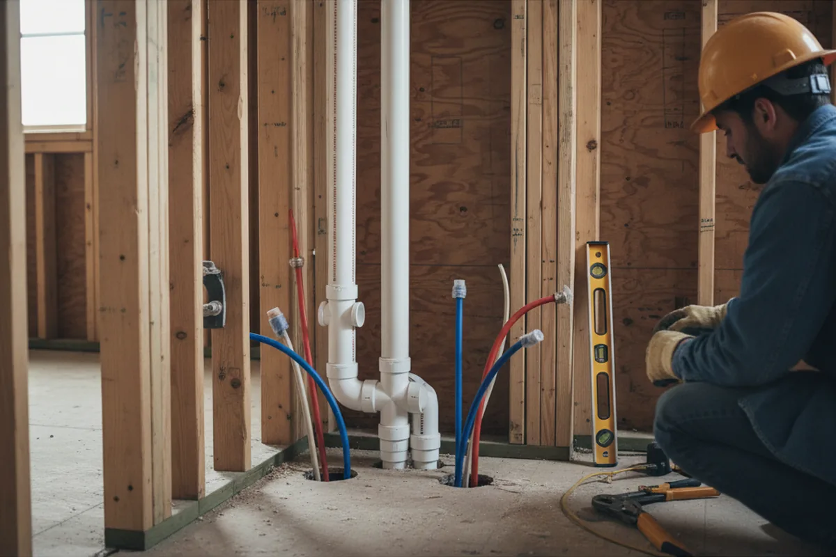 Drain and supply rough-in during Leak Detection in Gloucester